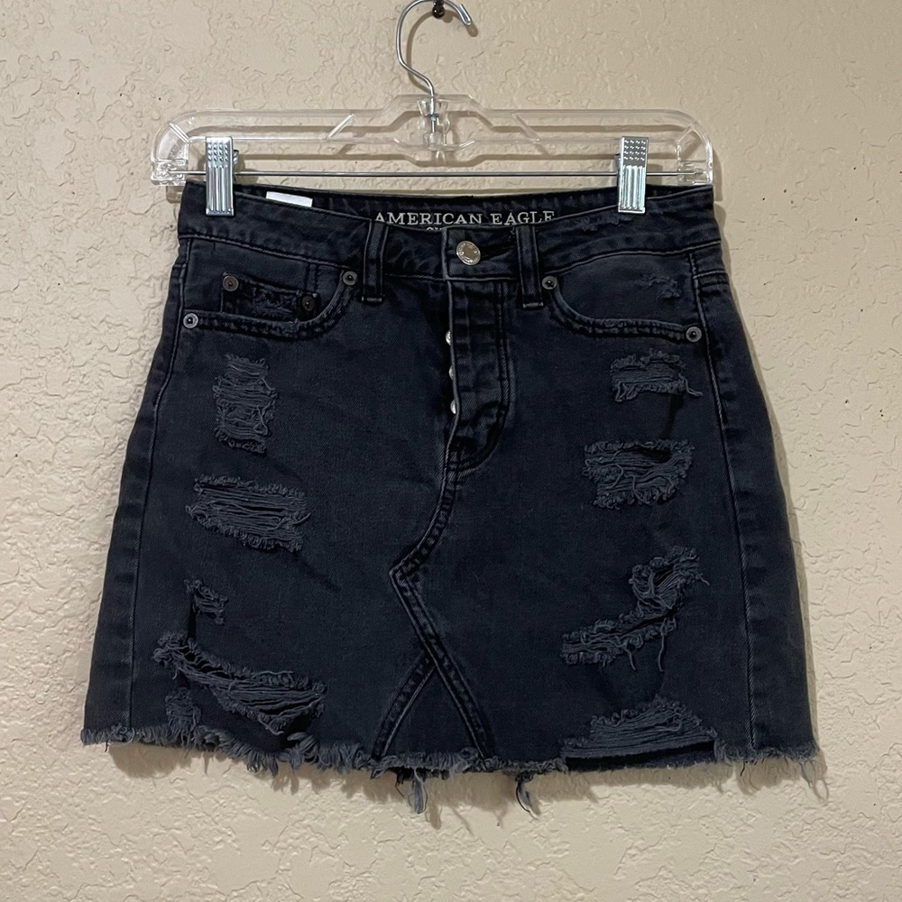 American eagle black jean skirt